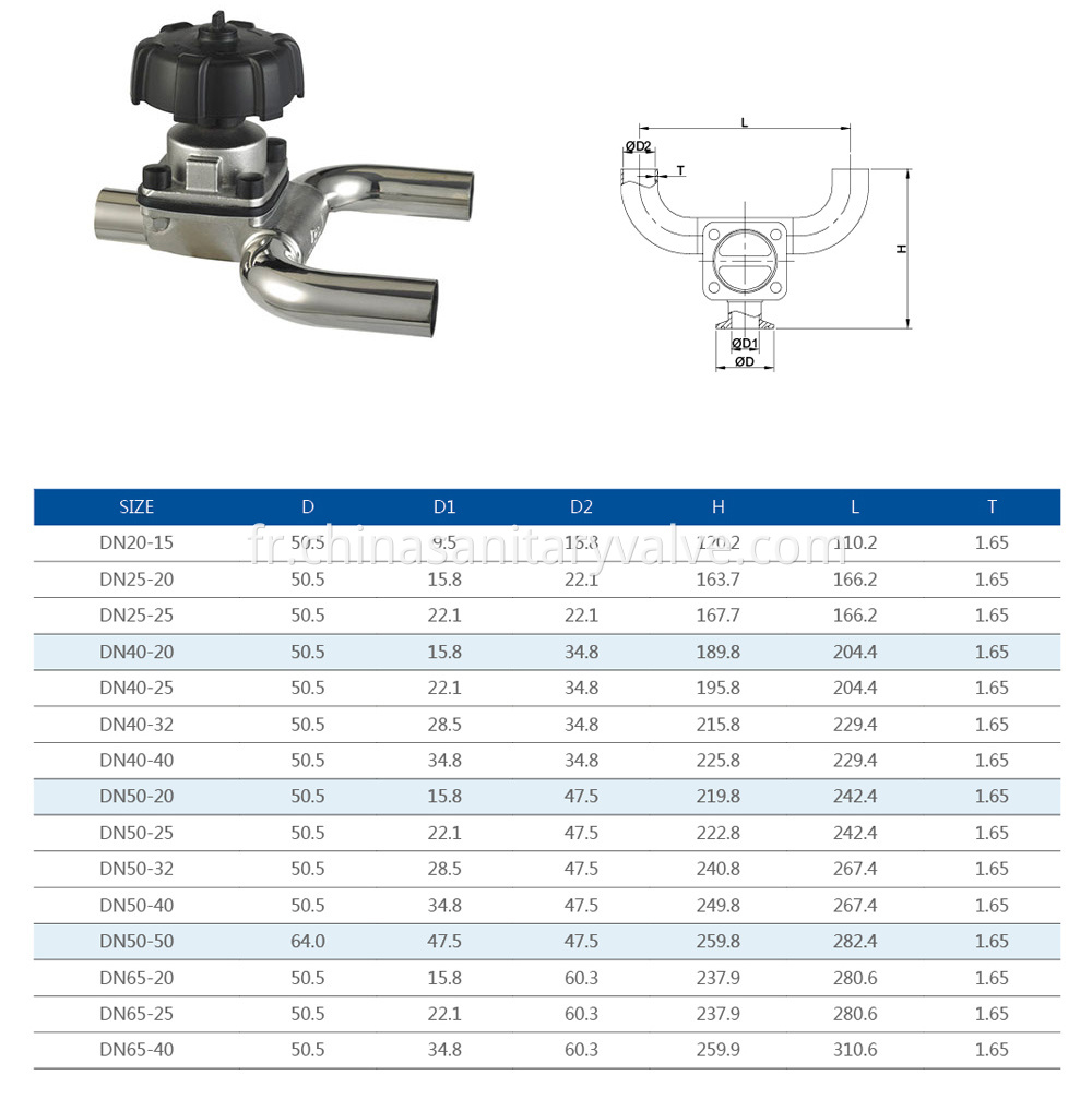 sanitary U type diaphragm valve